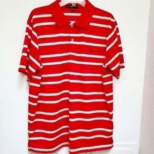 🏠  US POLO ASSN. Golf Red & Wht. Short Sleeve